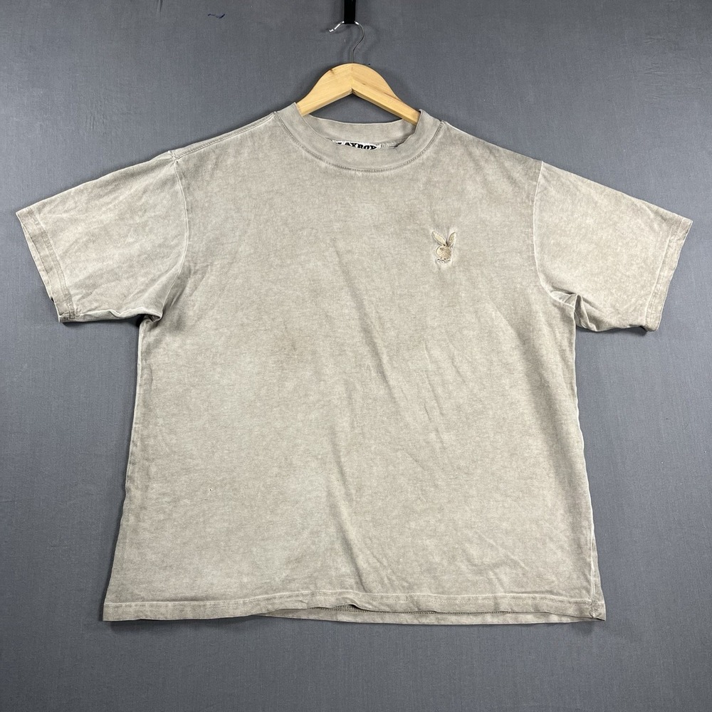 Playboy By Pacsun T-Shirt Size Medium Beige/ Grey